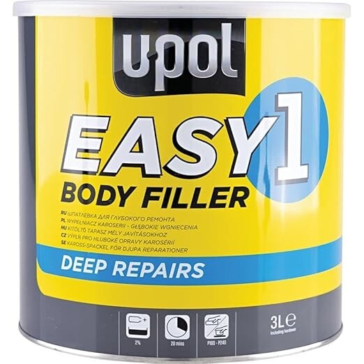 U-Pol Easy Car Body Filler  3L  - WITH  HARDENER & SPREADER PACK OF 3