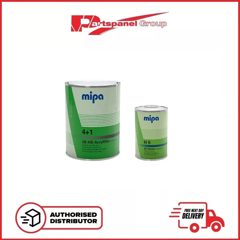 MIPA 4+1 ACRY FILLER HIGH BUILD 2K BLACK PRIMER WITH H5 1LTR - 4L KIT