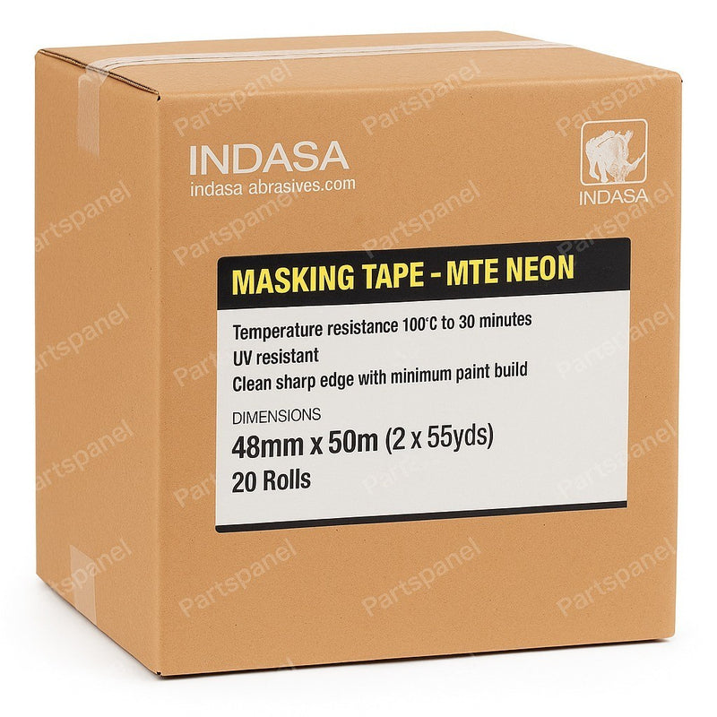 INDASA MTE Neon Masking Tape 48mm x 50m – High Performance Box of 20 Rolls