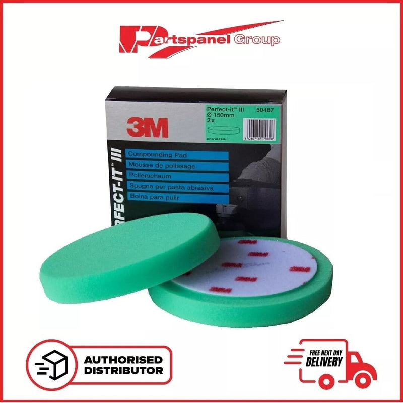 3M 50487 Perfect-It III Compounding Foam Pad 150mm GREEN MEDIUM pack of 2