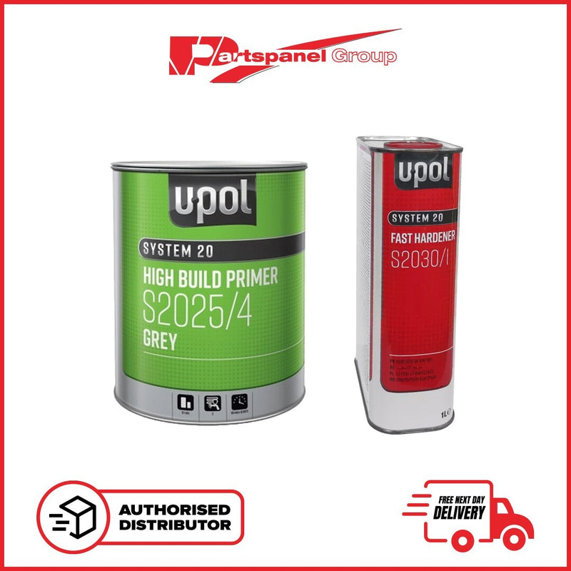 U-POL S2025/4 HIGH BUILD 2K GREY PRIMER WITH S2030/1 UPOL HARDENER - 5LTR KIT
