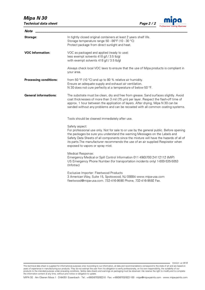 Mipa N30 Nitrocombi-Stopper 0.25 Kg High-Performance 1K Finishing Putty