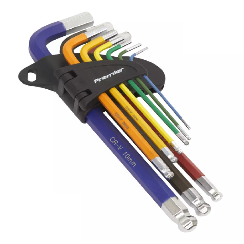 Sealey Premier 9pc Anti-Slip Long Ball-End Allen Key Hex Set - AK7190