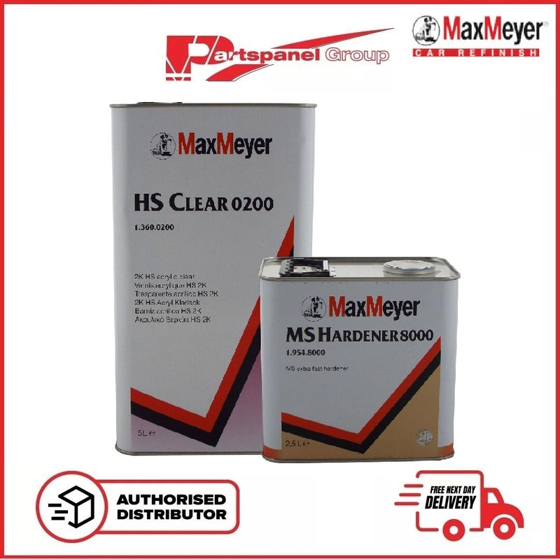 Max Meyer 0200 2K Clear Coat 7.5L Kit with 8000 Fast Hardener HS