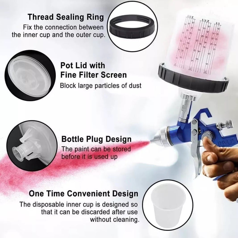 Boss Auto Paint cup system 200ml 125 microns set of 50 PPS