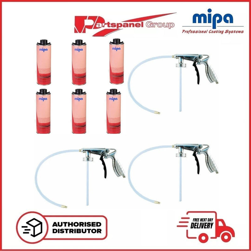 6 XMIPA SUPER BLACK STONECHIP  Underbody Coatings 1L & 3xUnder Coating Spray Gun