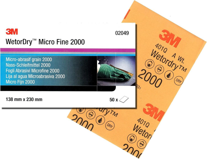 3M 02049 Wetordry Abrasive Sheet, P2000, 50 sheet in the box