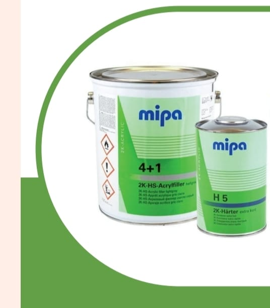 2 X MIPA 4+1 ACRY FILLER 2K PRIMER HIGH BUILD  GREY 4LTR with H5 1LTR 5LTR KIT