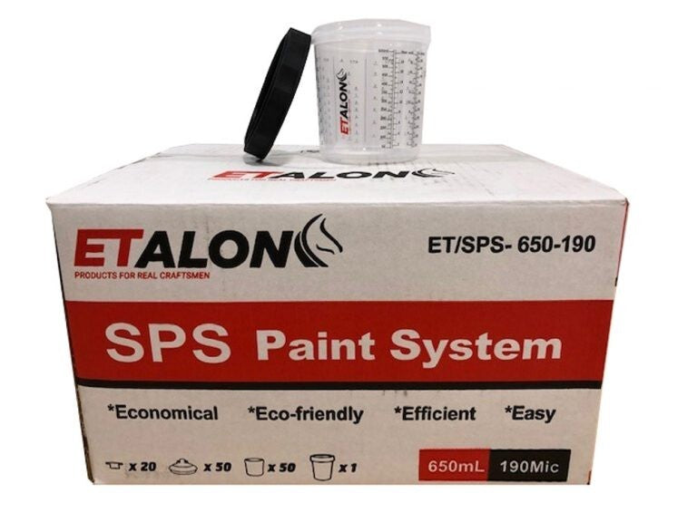 ETALON SPS PAINT CUP SYSTEM - LIDS, LINERS, PLUGS AND HARD CUP 400ML 125M PK50