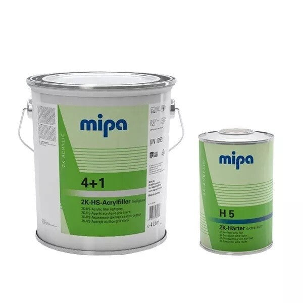 2 X MIPA 4 + 1 ACRYFILLER HIGH BUILD PRIMER BLACK 3LTR- 2 X H5 1LTR *8 LTR KIT*
