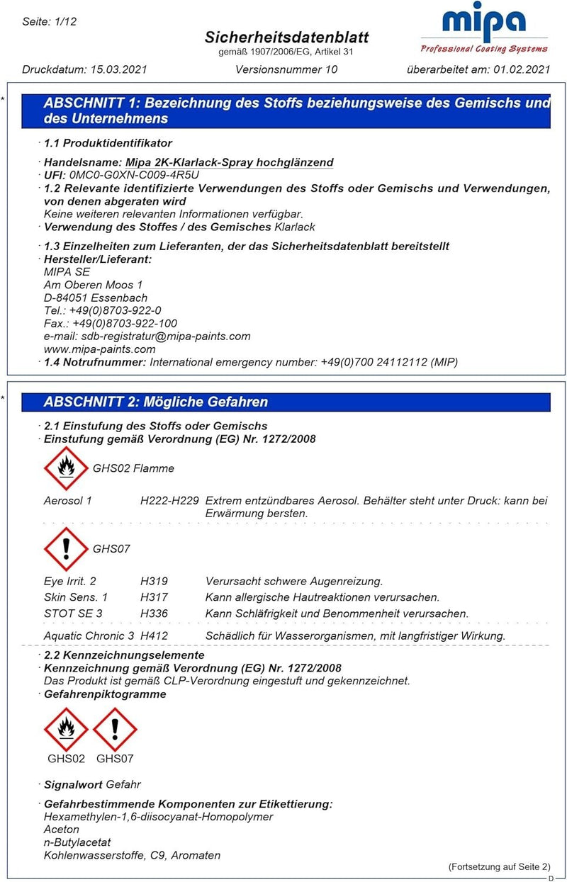 3 X MIPA 2K CLEAR COAT SPRAY Lacquer Car Paint Aerosol with HARDENER 400ml