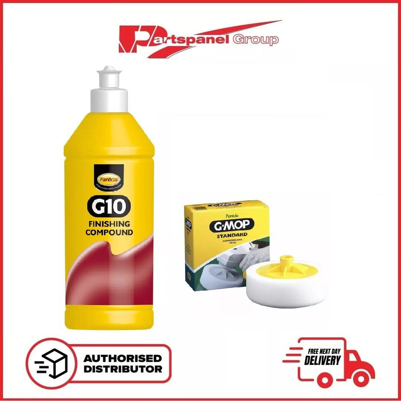 Farecla G10 Finishing Compound 500ml & G-Mop Head Thread 14mm White Compound Pad