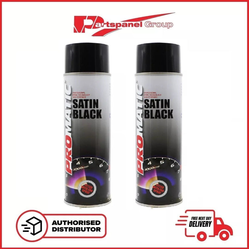 3 X Promatic Satin Black Spray Paint Professional Aerosol Trade Lacquer 500ml
