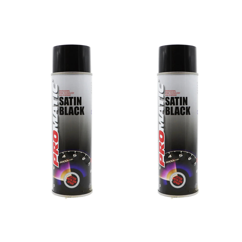 3 X Promatic Satin Black Spray Paint Professional Aerosol Trade Lacquer 500ml