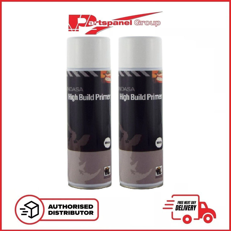 2 X INDASA White High Build Acrylic Based Primer 500ml Aerosol