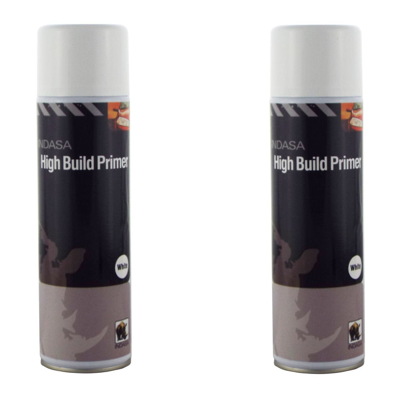 2 X INDASA White High Build Acrylic Based Primer 500ml Aerosol