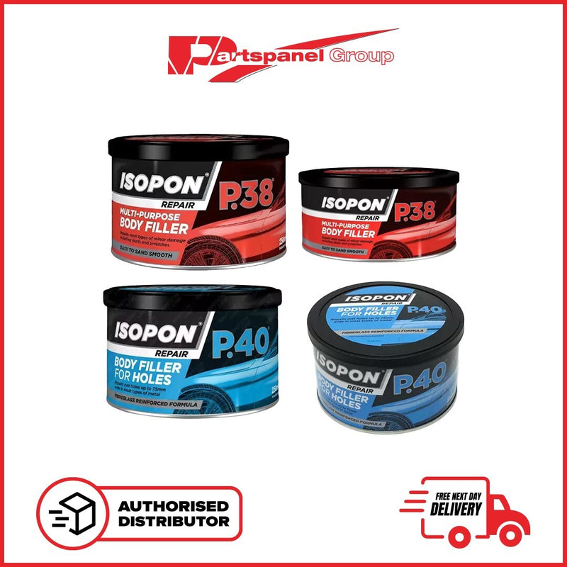 U-POL Davids Isopon P40 & P38 250ml & 600ml + Car Bodywork Reinforced Body Filler