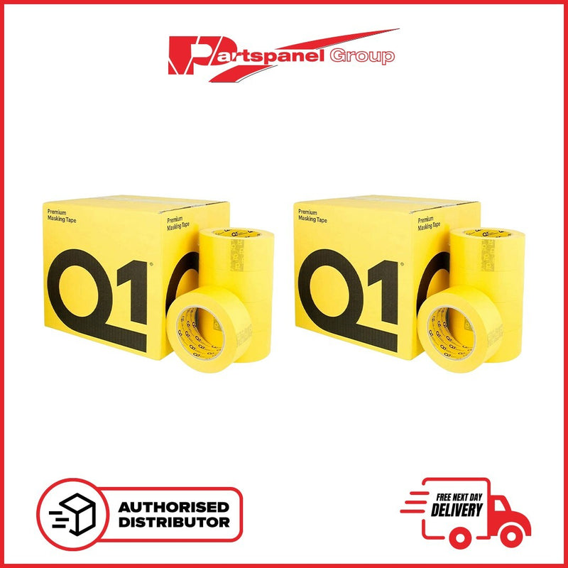 2 X Q1 PREMIUM AUTOMOTIVE MASKING TAPE Inch 24mm x 50m Box of 36 Rolls