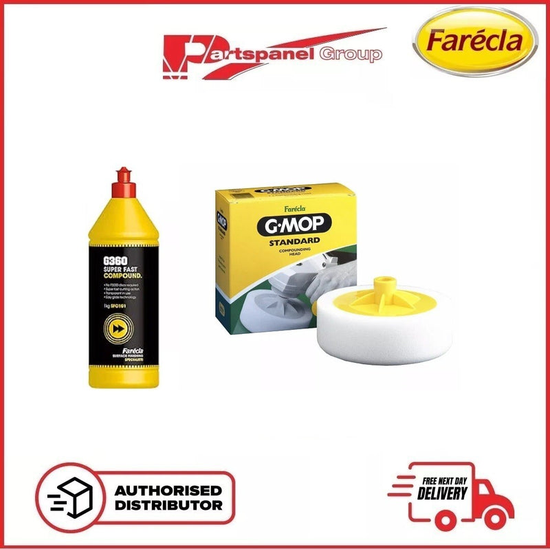 Farecla G360 Super Fast Compound 1Kg & G-Mop Head 14mm 6” 150mm Compound Pad