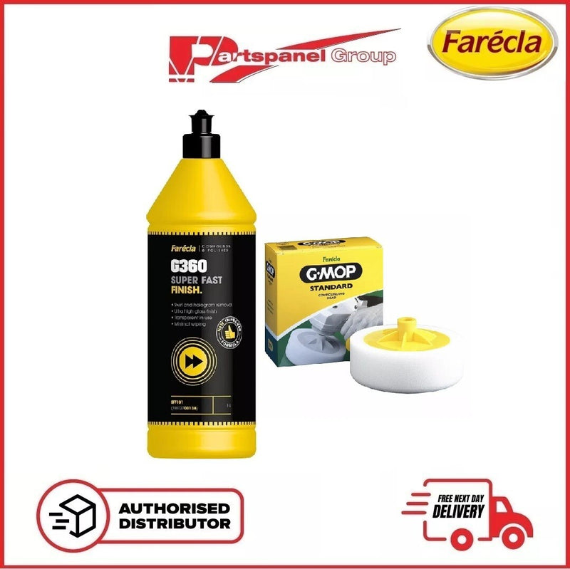 Farecla G360 Super Fast Finish 1Kg & G Mop Head 14mm 6” 150mm White Compound Pad