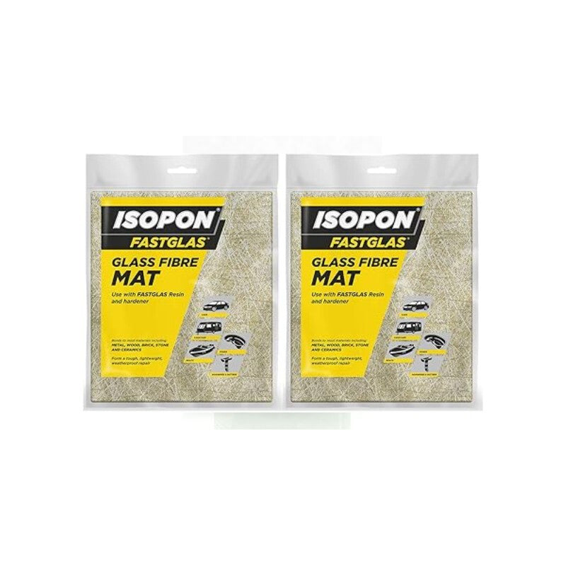 2 X U-POL ISOPON Fastglas Fibre Glass Mat 25cm x 110cm