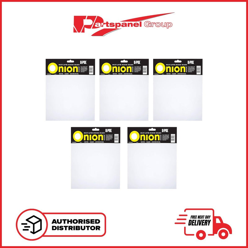 5 X U-POL ONION BOARD 100 SHEETS - CAR BODY FILLER MIXING BOARD