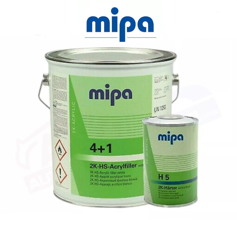 MIPA 4 + 1 ACRY FILLER 2K HIGH BUILD PRIMER LIGHT GREY 4LTR + H5 1LTR 5LTR KIT