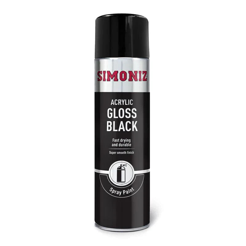 2 x SIMONIZ Spray Paint Aerosol 500ml CAN Gloss Black