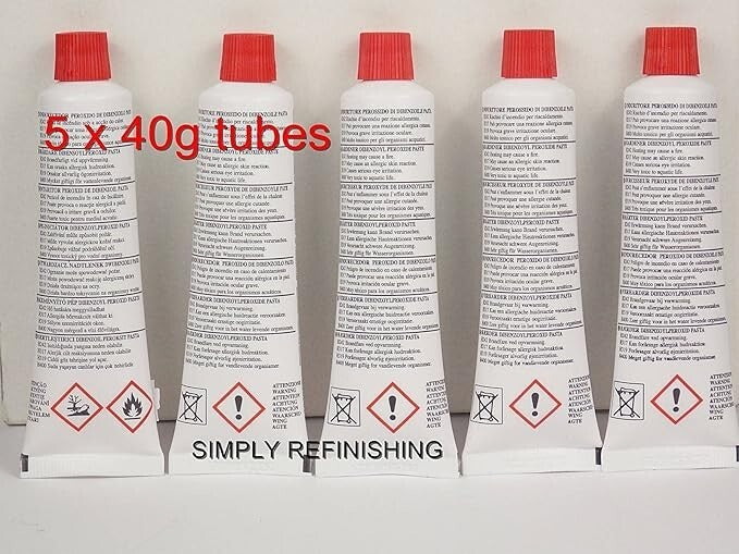 5 x Car Body Filler Universal Hardener Tube 40G Fibre Glass Easy Sand For Resins