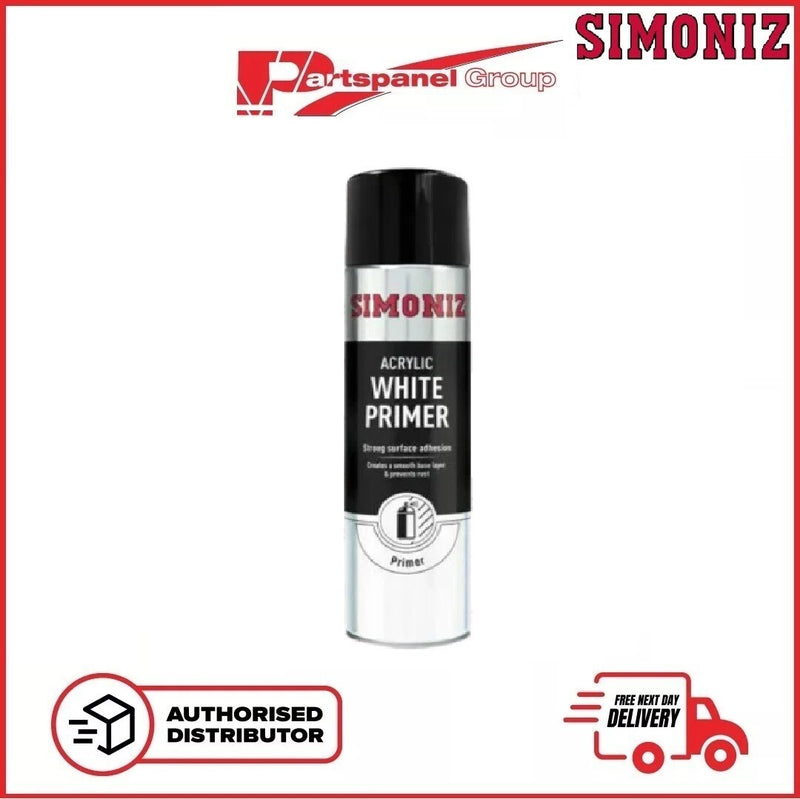 Simoniz Large Acrylic White Aerosol Smooth Primer for strong surface adhesion