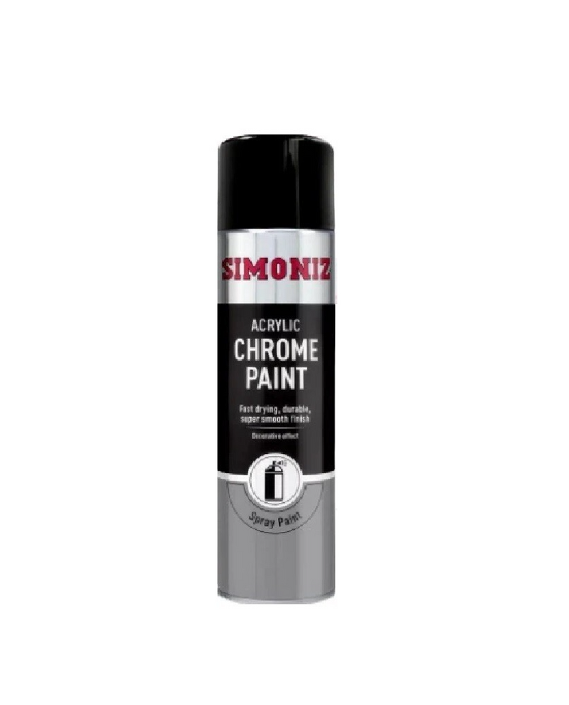 Simoniz Acrylic Chrome Spray Paint 500ml for Car Aerosol Fast Drying Smooth