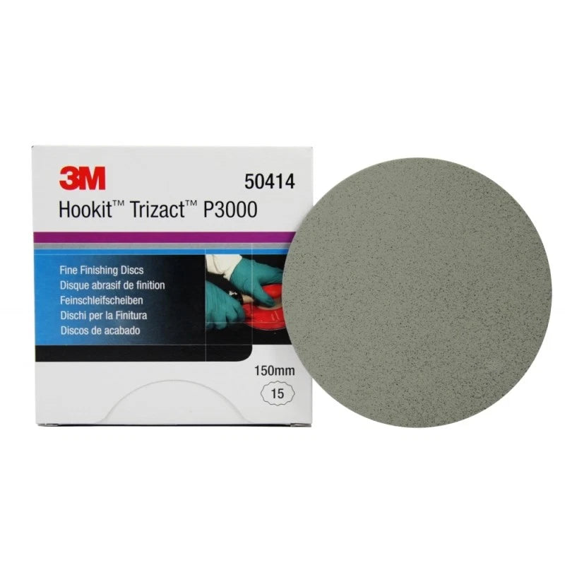 3M 50414 Hookit Trizact 3000 Grit Fine Finishing Sanding Discs 150mm Pack of 15 Automotive Paint Preparation