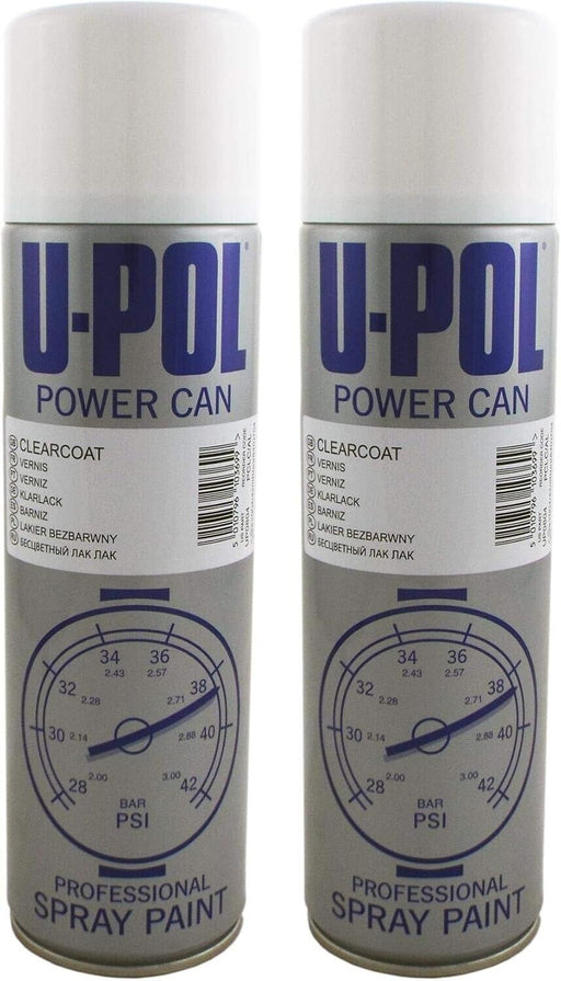 2 x UPOL Power Can Clear Coat Lacquer Top Coat Fast Drying Gloss Aerosol 500ml