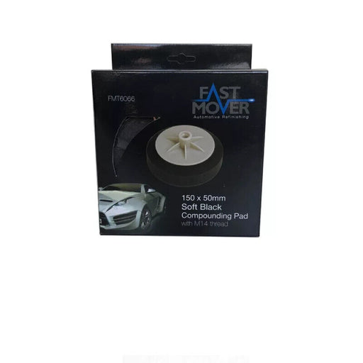 Fast Mover Soft Black Compounding Pad FMT6066 Orbital M14 Thread 150mm x 50mm