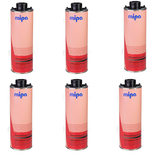 6 X MIPA SUPER BLACK STONE CHIP ( 1 Ltr ) Underbody Coatings