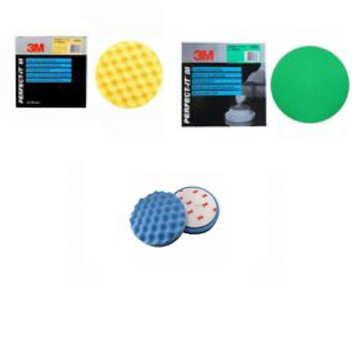 3M  Perfect-It  Compounding Foam Pad 150mm GREEN, Yellow & Blue pack of 2