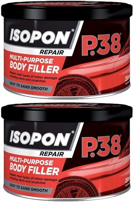 2 x U-POL DAVIDS ISOPON P38 EASY SAND 250ML CAR BODY FILLER BODYWORK