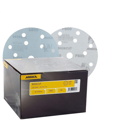 Mirka Basecut 15-Hole Hook&Loop Sanding Discs 6"Sand Paper Disks 100 P40-P800