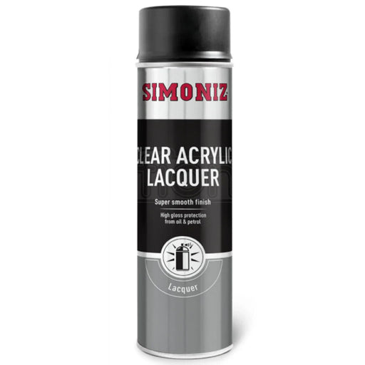 Simoniz Clear Acrylic Lacquer Smooth Finish High Gloss Aerosol Spray Paint 500ml