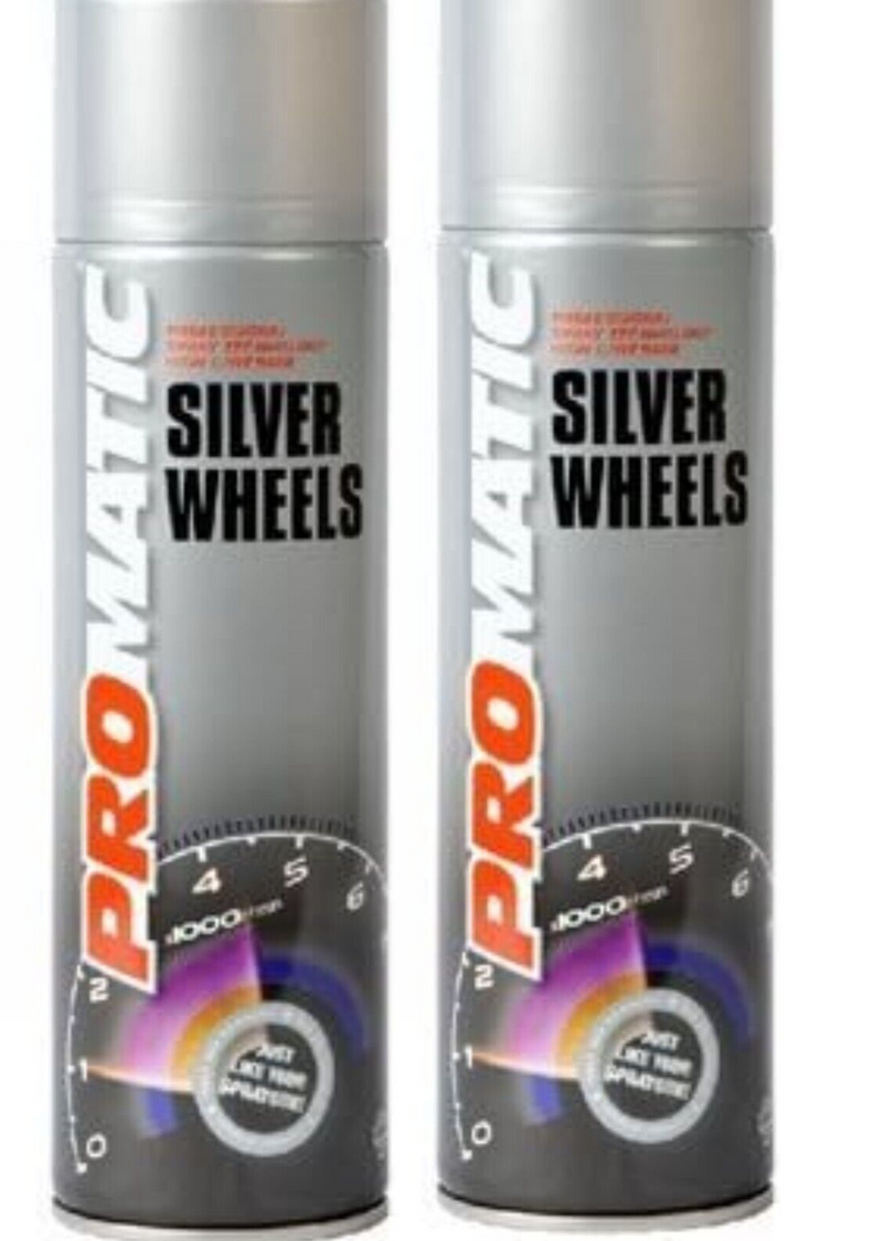 2 X Promatic Silver Wheels Spray Paint Aerosol - 500ml