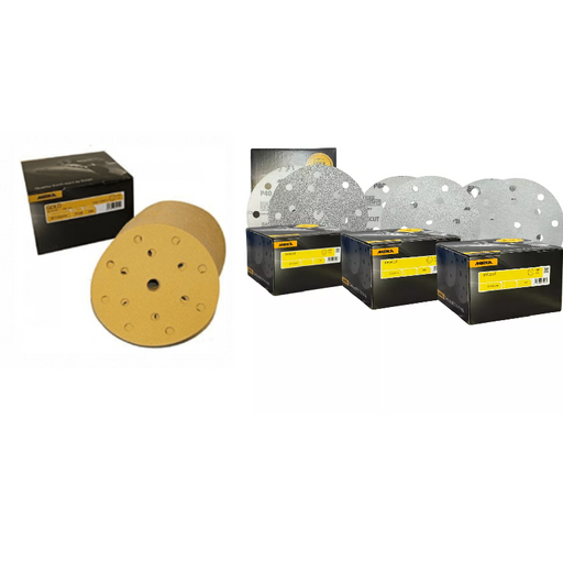 Mirka Basecut & Gold 15-Hole Hook&Loop Sanding Discs 6" Sand Paper Disks(100)