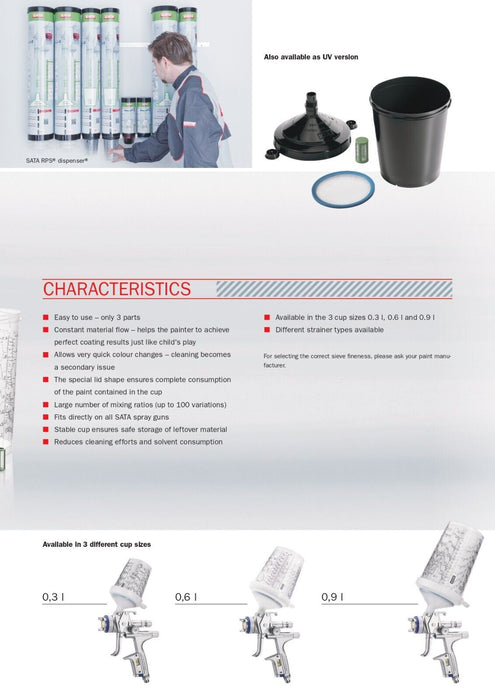 Sata Spray Gun RPS Cups 0.3 litre, 5 cups