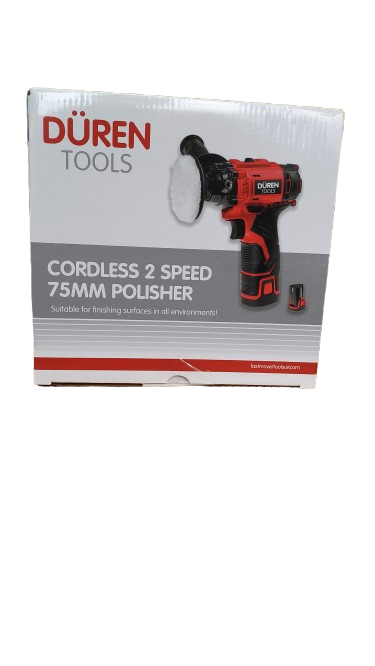 DUREN Cordless 2 SPEED 75mm Polisher for finishing surfaces with Batteries, Pads