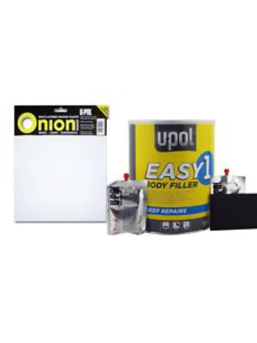 U-Pol Easy Car Body Filler -3L WITH HARDENER & SPREADER + 100 SHEETS,MIXING BORD