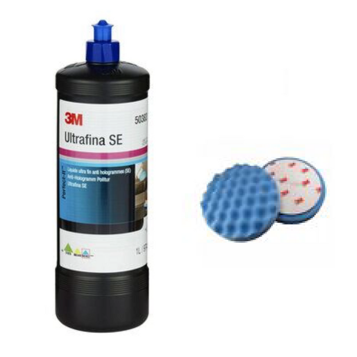 3M 50383 Perfect It Ultrafina SE Blue BUNDLE Polishing Compound 1KG 2 Pads 50388