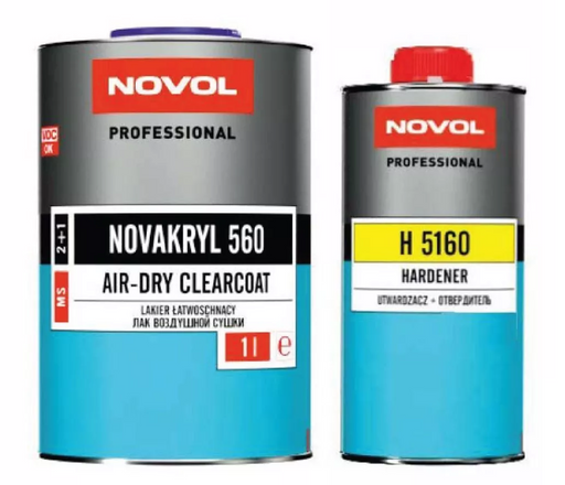 NOVOL NOVAKRYL 560 AIR DRY CLEARCOAT & H5160 HARDENER KIT 1.5LT