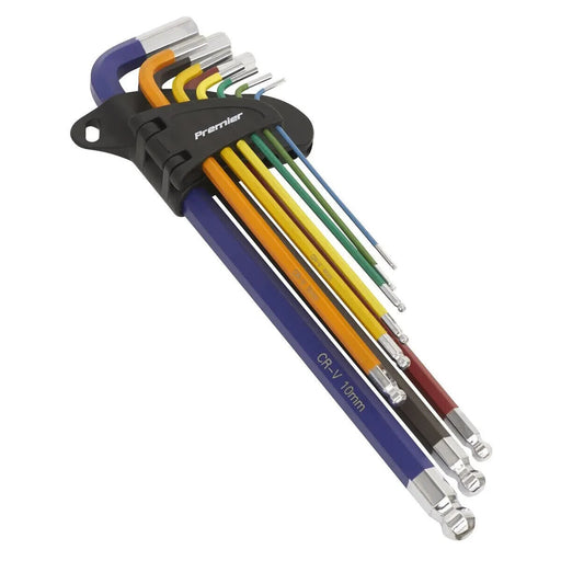Sealey AK7190 Colour-Coded Long metric Ball-End Hex Key Set - 9 Pieces