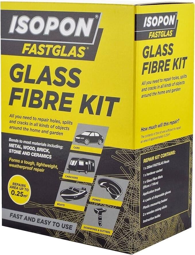 U-Pol Isopon Glass Fibre Kit Car Boat Caravan Repair  Resin Small Fastglas