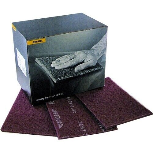20 X Mirka Mirlon - Red Very Fine VF Scotch Hand Pads - Box of 20