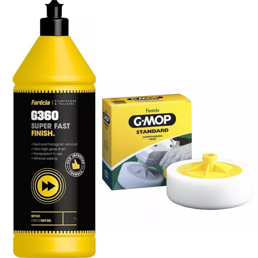 Farecla G360 Super Fast Finish 1Kg & G Mop Head 14mm 6” 150mm White Compound Pad